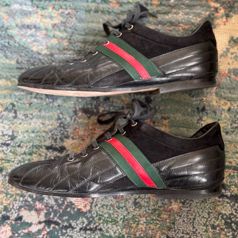 Gucci 10(11.5-12) Gatsby GG Leather Racing Stripes + Sporty Suede Accents - Picture 5 of 16